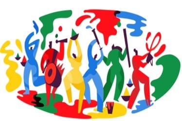 Holi 2018: Google rolls out a colourful doodle featuring people splashing colours all around on the festival of Holi