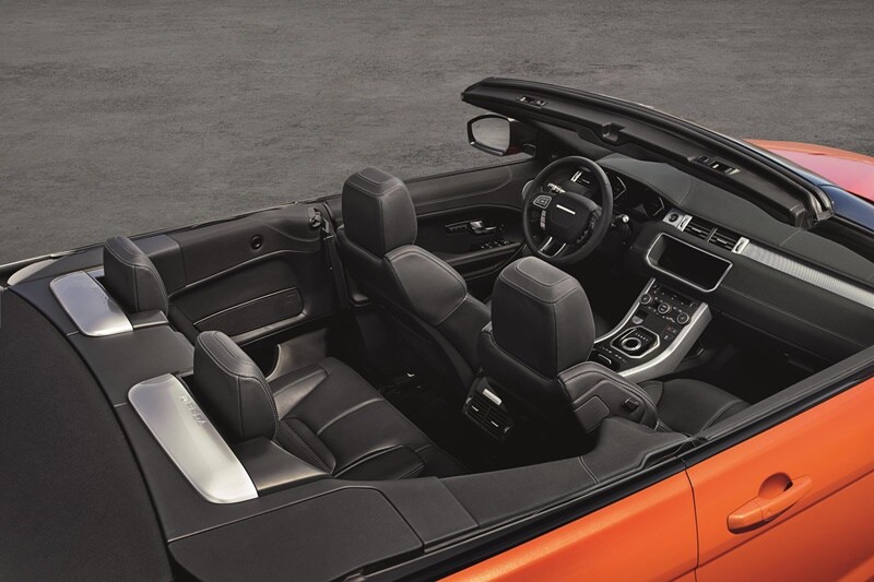 The cabin of the Range Rover Evoque Convertible is marked by an all-new, high-res 10.2-inch touchscreen with Jaguar Land Rover’s next-generation infotainment system, InControl Touch Pro, which debuts in a Land Rover.
