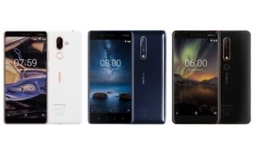 Nokia smartphones include the top model Nokia 8 Sirocco, Nokia 7 Plus, Nokia 6 (2018), and the Nokia 8110 4G ‘Banana Phone’.