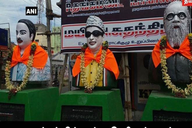 status demolished, Tamil Nadu, Annadurai, MGR, Periyar, CN Annadurai, Thanthai Periyar, Marudur Gopalan Ramachandran, demolishion of status, Kerala, mahatma gandhi, BR Ambedkar status demolished, Tamil Nadu, Annadurai, MGR, Periyar, CN Annadurai, Thanthai Periyar, Marudur Gopalan Ramachandran, demolishion of status, Kerala, mahatma gandhi, BR Ambedkar