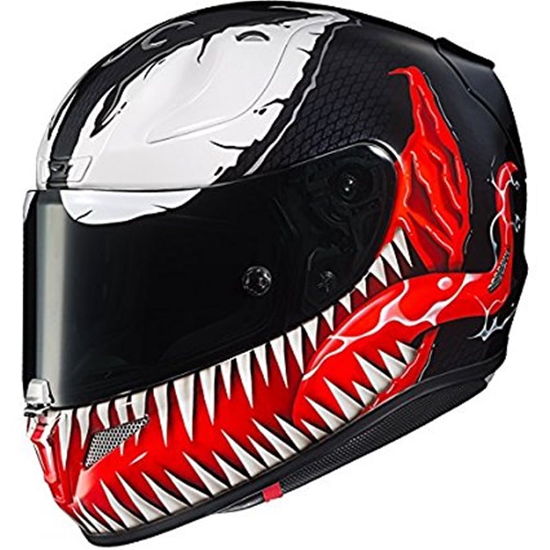 Remember Venom from Spider Man? Eddie Brock comes in contact with an alien and transforms into the scary monster that we all love so much. Put that face on a helmet, scare some kids and have a good time. The Venom helmet is available on Amazon at about $799. (Image: Amazon)