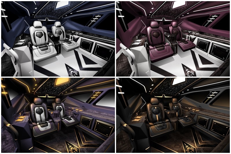 King passengers will sit on La-Z-boy sofas, sip on fresh brew coffee from its coffee machine and chill with a flat screen TV. Convenience and style is extended by neon lighting, electric tables, air purification system and a fridge to fill with fizzy pop. Or booze.