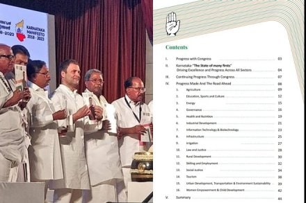 karnataka election, karnataka election 2018, karnataka assembly election, karnataka assembly election 2018, congress manifesto, congress manifesto karnataka, karnataka congress manifesto 2018, rahul gandhi, siddaramaiah, mangaluru, veerappa moily, rahul gandhi congress president