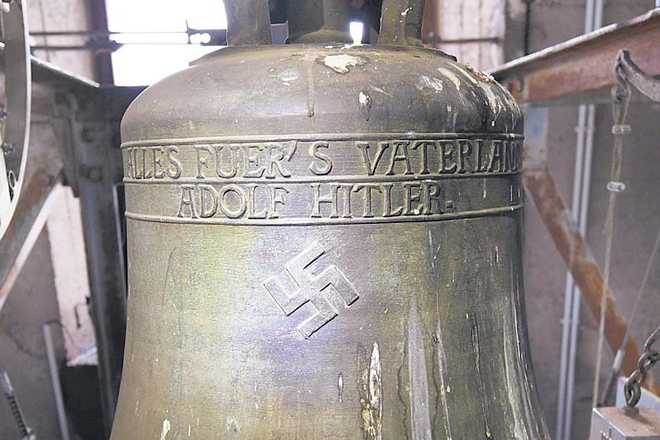Swastika removed from church bell, Lutheran church, germany, Adolf Hitler, Hitler bell, Nazi symbol, Hannover,  World War II