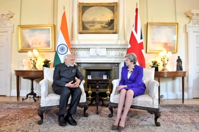 Prime Minister Modi with Prime Minister May at 10 Downing Street. A slew of agreements will be signed between India and the UK during the bilateral leg of the visit today. (Source: MEA Twitter)