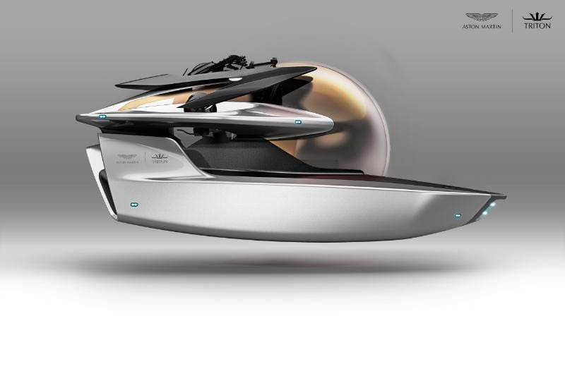 Aston Martin also unvieled its the Project Neptunes technical specifications confirming that the submersible will be able to dive to depths of 500 metres and carry two passengers and a pilot. By improving the hydrodynamic efficiency, reducing frontal area, and increasing the power; the submersible will have an anticipated sprint speed in excess of 5 knots and approximately four times the acceleration of Triton’s flagship 3300/3 model.