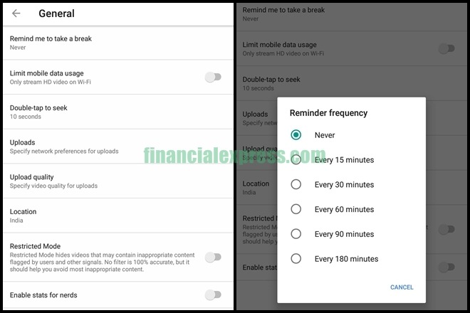 In the new updated version of YouTube, you can schedule a custom timer to take a break from the online world.