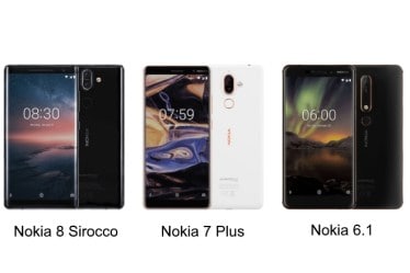 Nokia 6.1, Nokia 7 Plus, Nokia 8 Sirocco, Nokia phones