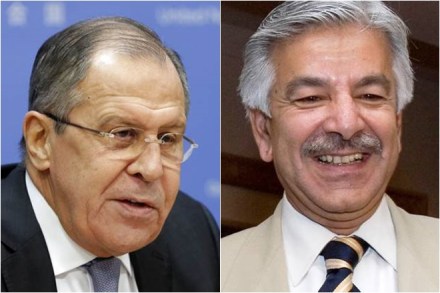 Russian Foreign Minister Lavrov met with Pakistan's Foreign Minister Khawaja Muhammad Asif for their strategic talks in Moscow on April 20th. Russian Foreign Minister Lavrov met with Pakistan's Foreign Minister Khawaja Muhammad Asif for their strategic talks in Moscow on April 20th.