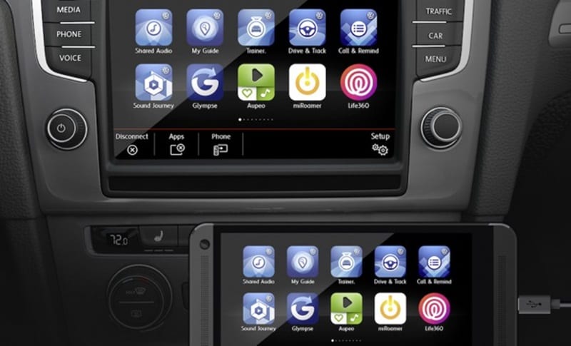 Mirrorlink: Mirroring your smartphone on your television at home might make some sense, if it does. But doing the same on your car's infotainment screen isn't helping with entertainment or utility. You still have to use your phone to work Mirrorlink. (Image: Slashgear)