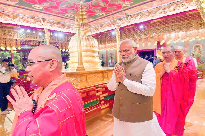 Prime Minister Narendra Modi during a visit to the Buddha Tooth Relic Temple and Museum in Singapore (Image: PTI)