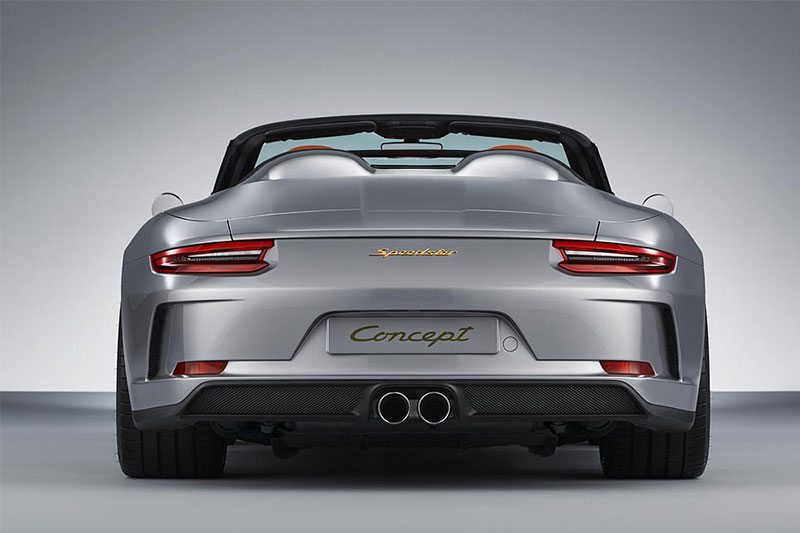 The broad body of the Porsche 911 concept car has been borrowed from the 911 Carrera 4 Cabriolet, although the wings, front bonnet and rear cover of the concept are made of lightweight carbon-fibre composite material. The paintwork in the traditional colours of GT Silver and White harks back to Porsche’s early racing cars.