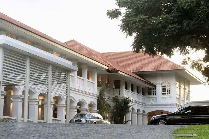Capella Hotel, a luxury resort, was chosen as the venue for the nuclear talks. A peacock walks on a terrace at the Capella Hotel on the picturesque Sentosa Island in Singapore. (AP photo)