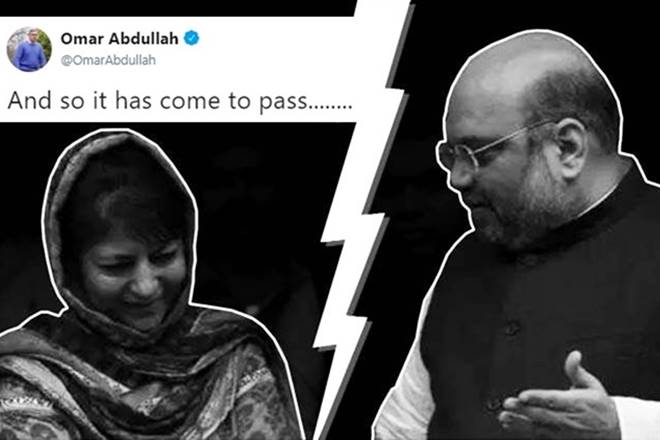 BJP surprises PDP by pulling out, had a huddle with RSS leaders days earlier (IE) BJP surprises PDP by pulling out, had a huddle with RSS leaders days earlier (IE)