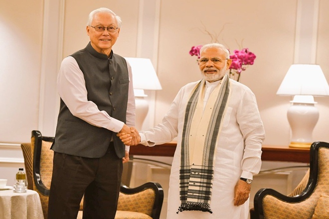 narendra modi, modi in singapore, singapore, india, Goh Chok Tong narendra modi, modi in singapore, singapore, india, Goh Chok Tong