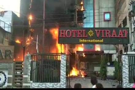 Five persons died on Tuesday after a massive fire broke out at the SSJ International Hotel which soon spread to the adjacent Hotel Virat International, gutting both the buildings. (ANI)