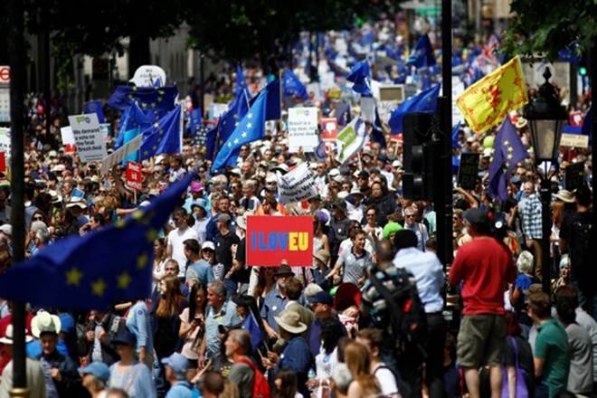 The organisers, People's Vote, said Brexit was "not a done deal" and people must "make their voices heard". (Reuters)