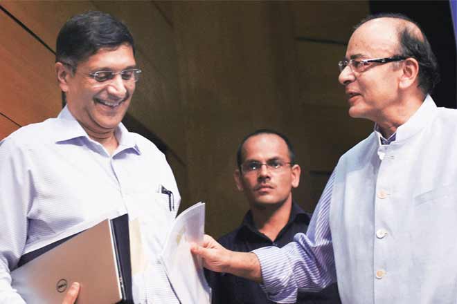 Finance Minister Arun Jaitley recollected CEA Arvind Subramanian’s many contributions to India’s economy in his service. Finance Minister Arun Jaitley recollected CEA Arvind Subramanian’s many contributions to India’s economy in his service.