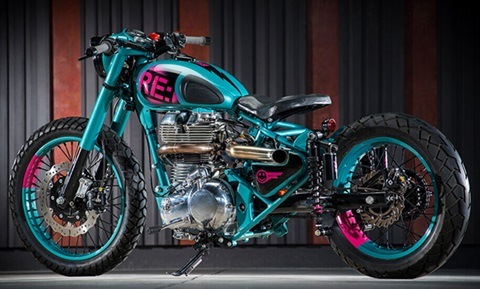 Modified Royal Enfield Classic 500 with turbocharger, unique paint is a visual treat and fast too!