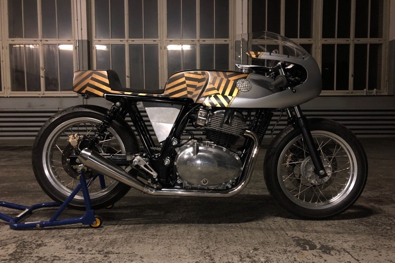 Rohini by Young Guns Customs: A blend of the custom house's interpretation of Royal Enfield brand image and an inspiration from India’s space program and it’s Rohini satellites.