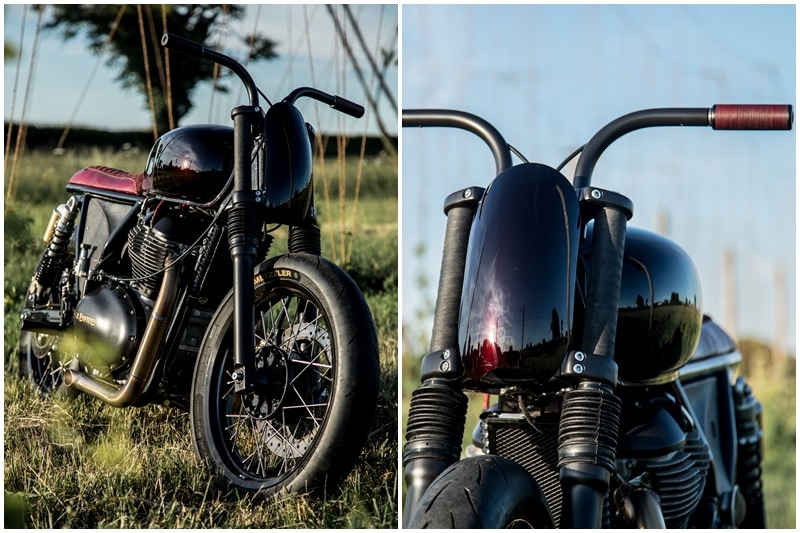 It was given a metallic red paint job matched to an Oxblood leather and Alcantara seat. It has a lowered stance and blacked engine, which gives it a more aggressive appeal.