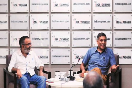 Arvind Subramanian with Harish Damodaran of The Indian Express (Image: Abhinav Saha)