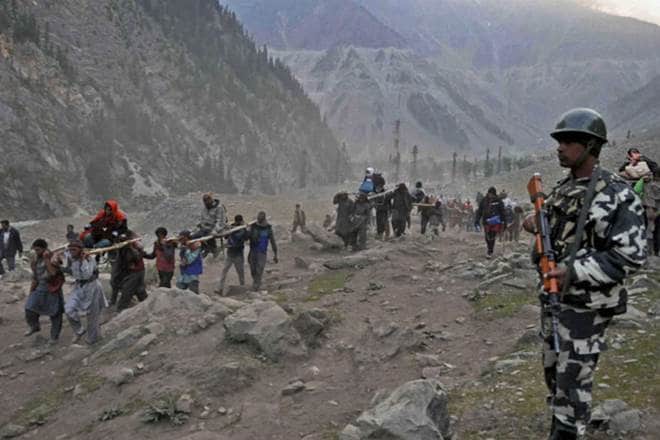 Amarnath Yatra remained suspended for a third consecutive day. (PTI)