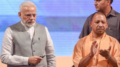 PM Modi with Uttar Pradesh CM Yogi Adityanath. Image: PTI