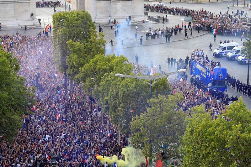 There were 292 people arrested nationwide and isolated clashes between police and rowdy crowds in Paris, Lyon and Marseille. Several French supporters were involved in fatal accidents, including a man who threw himself into a shallow canal in the city of Annecy.