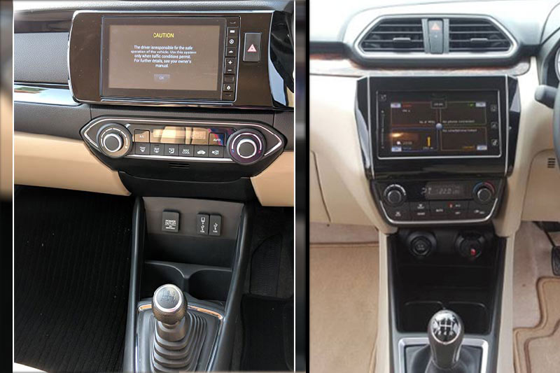 The new 2017 Maruti Suzuki Dzire and 2018 Honda Amaze get touchscreen infotainment systems and these both support Android Auto and Apple CarPlay. However, the CVT variants of the 2018 Honda Amaze don’t get the said unit.