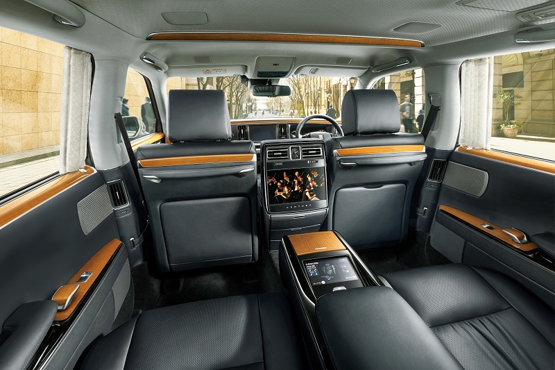 The Toyota Century gets a 11.6 inch rear seat entertainment system and a 12 channel audio amp with speakers The rear-seat armrest also gets a 7-inch touch panel which enables passenger control of the audio system, air conditioning, massage function, and curtains.
