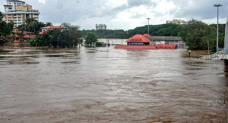 1- Aluva Mahadeva Temple is seen submerged in the water following a flash flood, triggered by heavy rains, at Kochi in Kerala on Thursday, Aug 9, 2018