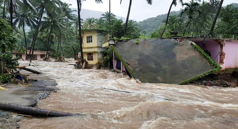 4- Kozhikode: Roof of a house collapses following a flash flood, triggered by heavy rains, at Kodencheri in Kozhikode district of Kerala on Thursday, Aug 9, 2018. (PTI)