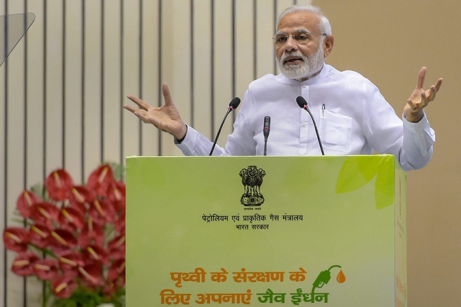 Prime Minister Narendra Modi today set a target to triple ethanol production in four years Prime Minister Narendra Modi today set a target to triple ethanol production in four years