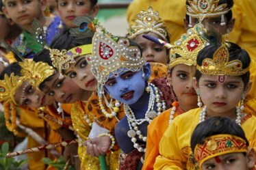 School children on Janmashtami (Reuters)