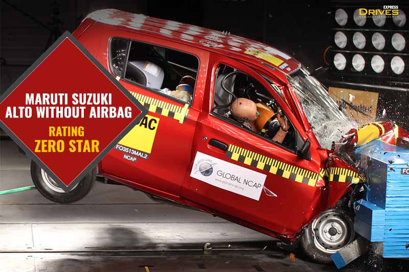 The popular Maruti Alto with no airbags got zero stars in the Global NCAP crash test. In this case, the protection for the driver head, neck and chest was poor. On the other hand, the passenger chest protection was adequate and both the front occupants could get an impact on the knee.