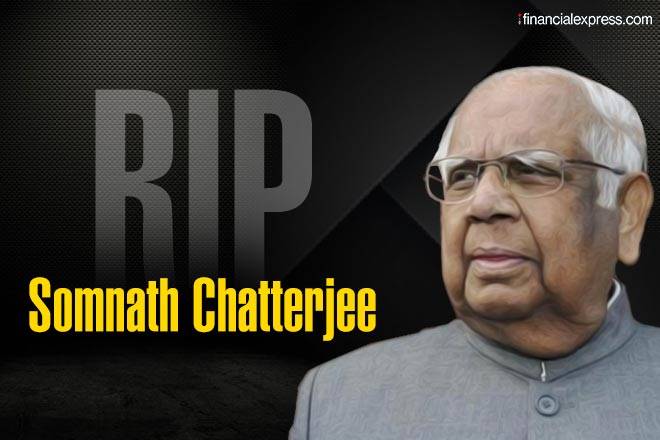 somnath chatterjee, somanath chatterjee career, somnath chaterjee dead, somnath chaterjee expulsion from lok sabha, somnath chatterjee as speaker, somnath chatterjee's term as lok sabha speaker,