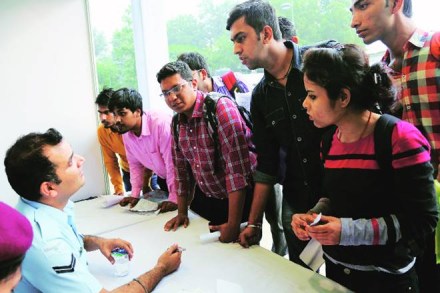 A job fair at Tyagraj Stadium organised by the Delhi government last year (Image: Renuka Puri) A job fair at Tyagraj Stadium organised by the Delhi government last year (Image: Renuka Puri)
