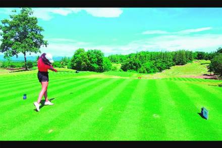 Lady pro Tvesa Malik dispatches the ball deep down the 10th fairway at the Banyan Golf Club in Hua Hin, Thailand