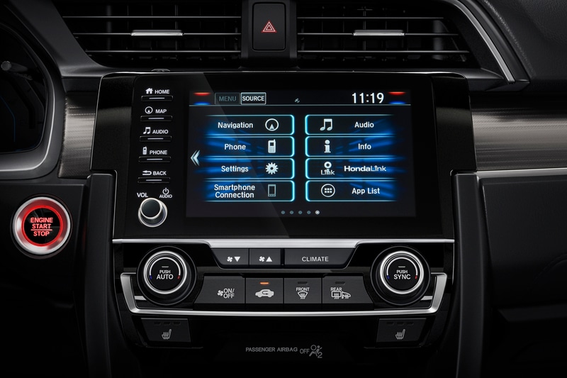 2019 Honda Civic Infotainment system will now feature and support phone connectivity options including Apple Car Play, Android Auto along with in-build navigation.