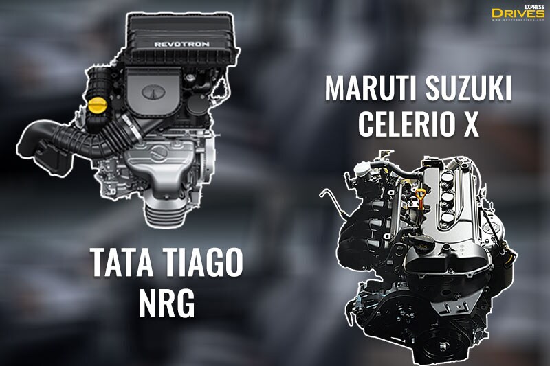 Engine & Transmission: Tata Tiago NRG gets the same engine options that power the standard model. That said, the cross hatch gets a 1.2-litre petrol and a 1.05-litre diesel engine. While the petrol engine is good for churning out respective power and torque outputs of 84 hp and 114 Nm, the diesel engine makes out 69 hp and 140 Nm. The car gets a five-speed manual transmission as standard. On the other hand, Maruti Suzuki Celerio X gets power from a 998cc, three-cylinder petrol engine mated to a five-speed manual transmission. The engine is good for shedding out respective power and torque outputs of 68 hp and 90 Nm. The car gets an option of a five-speed AMT as well.