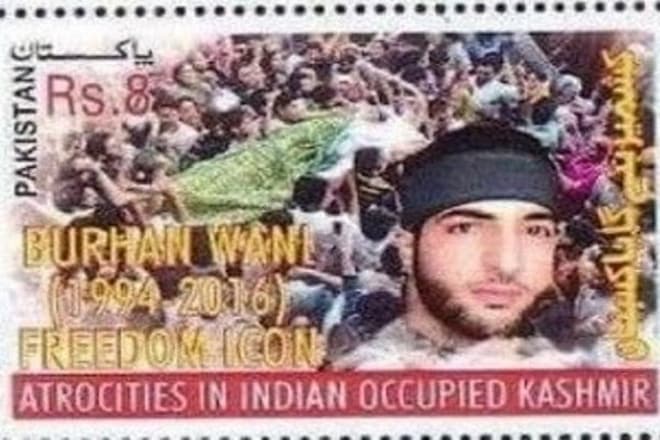 Pakistan postal department, Pakistan post, Kashmir, Burhan Wani postal stamp, Kashmir terrorists