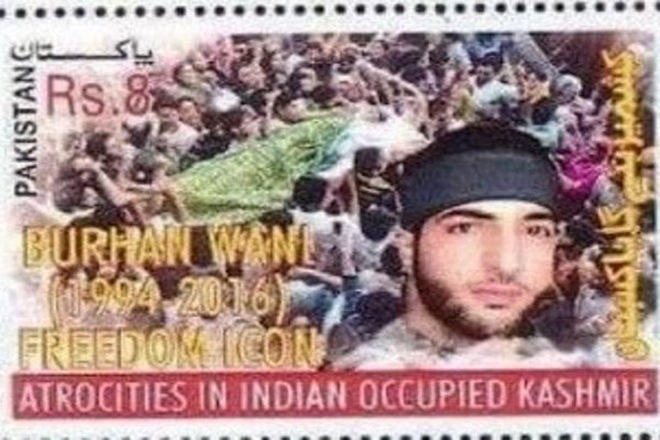 Pakistan postal department, Pakistan post, Kashmir, Burhan Wani postal stamp, Kashmir terrorists Pakistan postal department, Pakistan post, Kashmir, Burhan Wani postal stamp, Kashmir terrorists