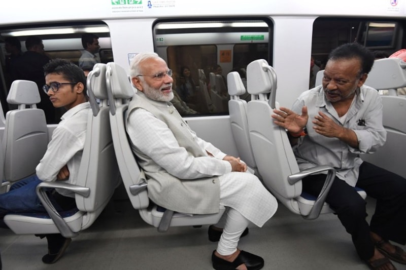 PM Modi travels by Delhi Metro