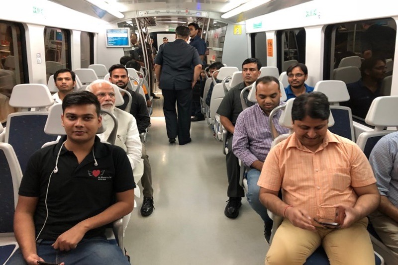 PM Modi travels by Delhi Metro