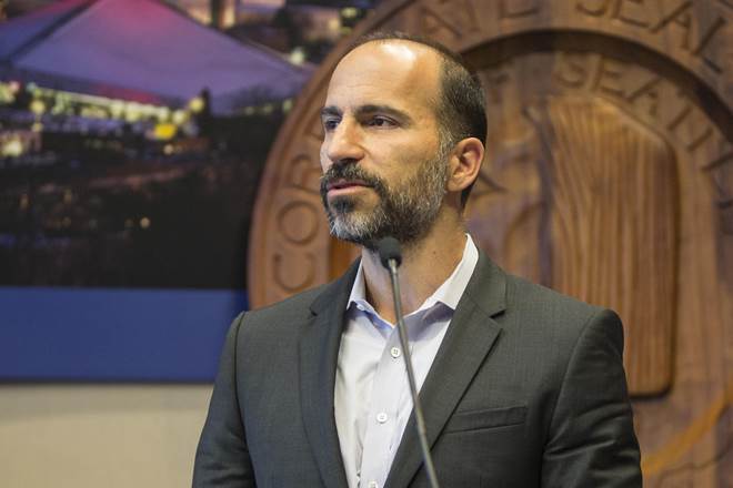 About two weeks after Khosrowshahi started his job, London's transport regulator decided to revoke Uber's license to operate, jeopardizing the regional business with 3.5 million passengers. (AP)
