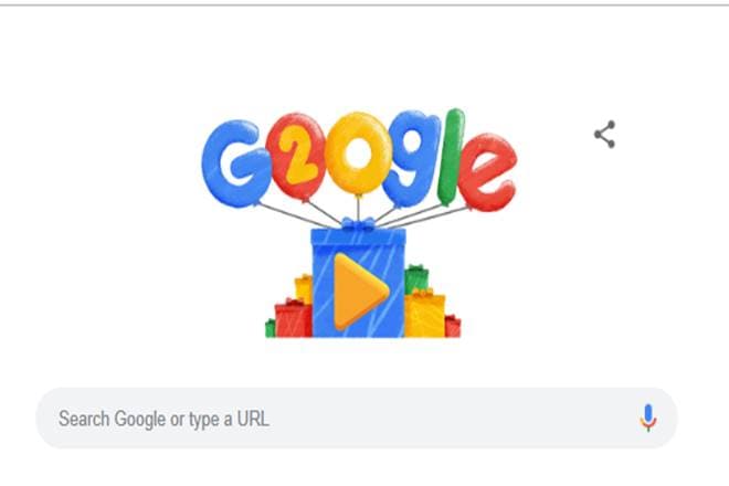 google doodle, google 2oth birhday, google birthday, google birth anniversary