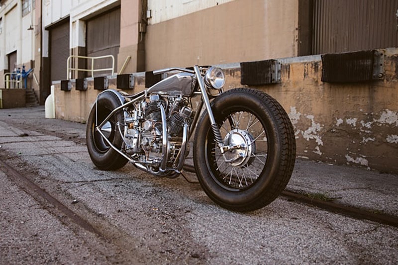 Hazan Motorworks 'Musket II' is mounted with a 1000cc V-Twin engine that was machined together using two 500cc engines from two Bullet 500s. The man behind the job, Max Hazan, is a well respected customiser who's run his magic over this Royal Enfield which now makes 55 hp. (Photo: Pipeburn)