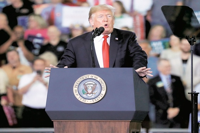 US President Donald Trump at a campaign rally in Pennsylvania, US, earlier this week. The book is the most dazzling, frightening and also intimate analysis of Trump, tyranny and lies (REUTERS)