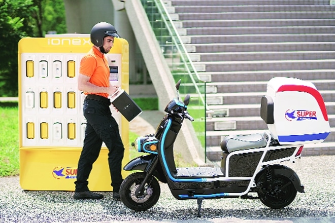Kymco claims its solution Ionex Commercial--both product and replaceable batteries--is apt for markets where there is minimal charging support Kymco claims its solution Ionex Commercial--both product and replaceable batteries--is apt for markets where there is minimal charging support
